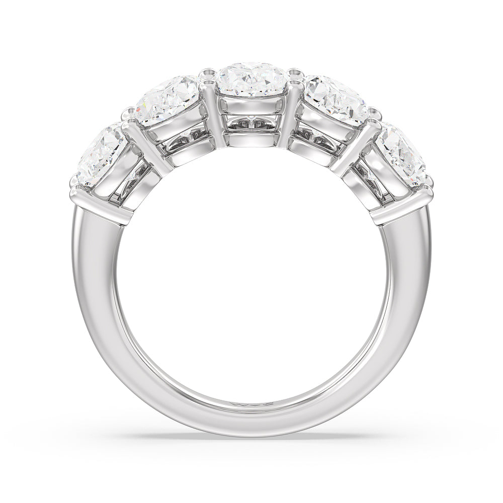Five Stone Oval Diamond Anniversary Ring (F/G SI+) with Platinum / Natural / 4 Cut Diamond in 14KT Platinum / Natural / 4 view 3
