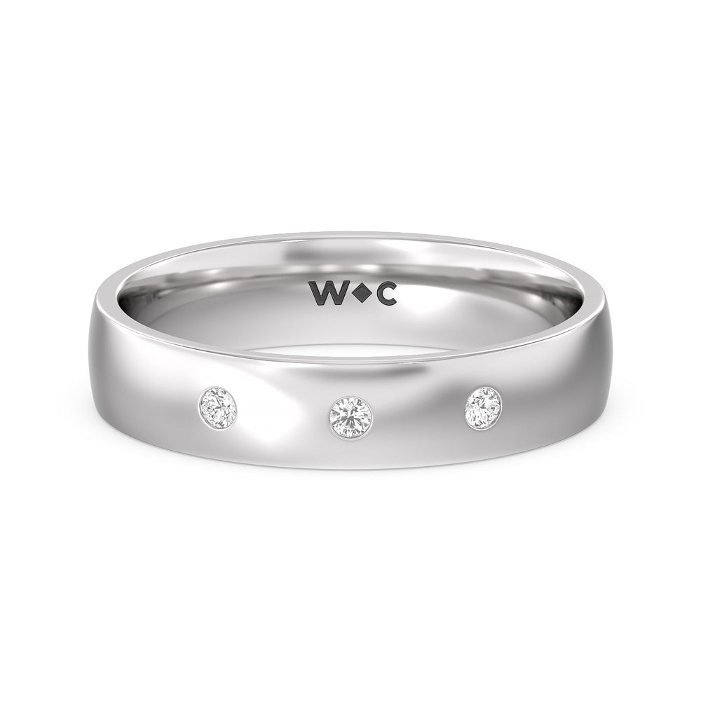 Men's Low Dome Flush Set Diamond Band with 14KT White Gold / Lab / 1/10 Cut Diamond in 14KT White Gold / Lab / 1/10 view 1

