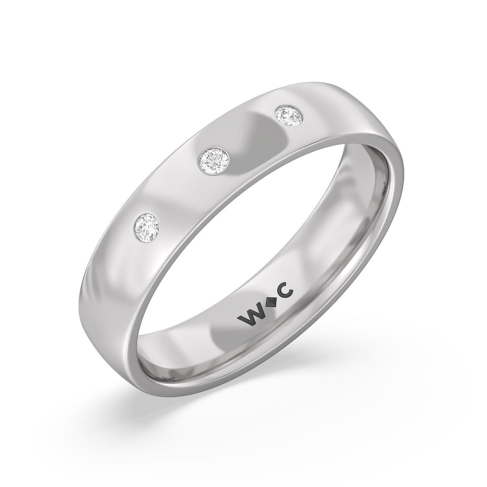 Men's Low Dome Flush Set Diamond Band with 14KT White Gold / Lab / 1/10 Cut Diamond in 14KT White Gold / Lab / 1/10 view 3
