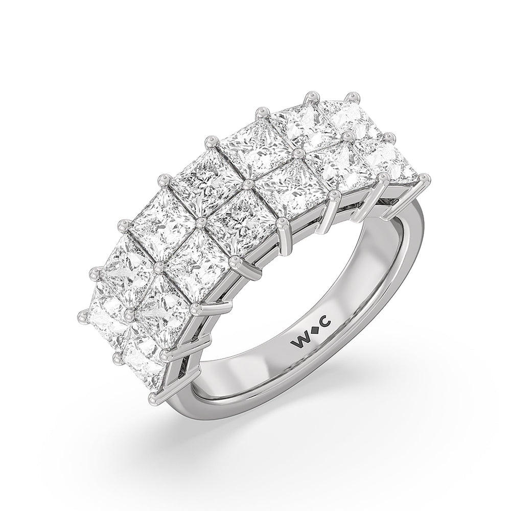 Two Row Princess Cut Anniversary Ring with Platinum / Natural / 4 Cut Diamond in 14KT Platinum / Natural / 4 view 3
