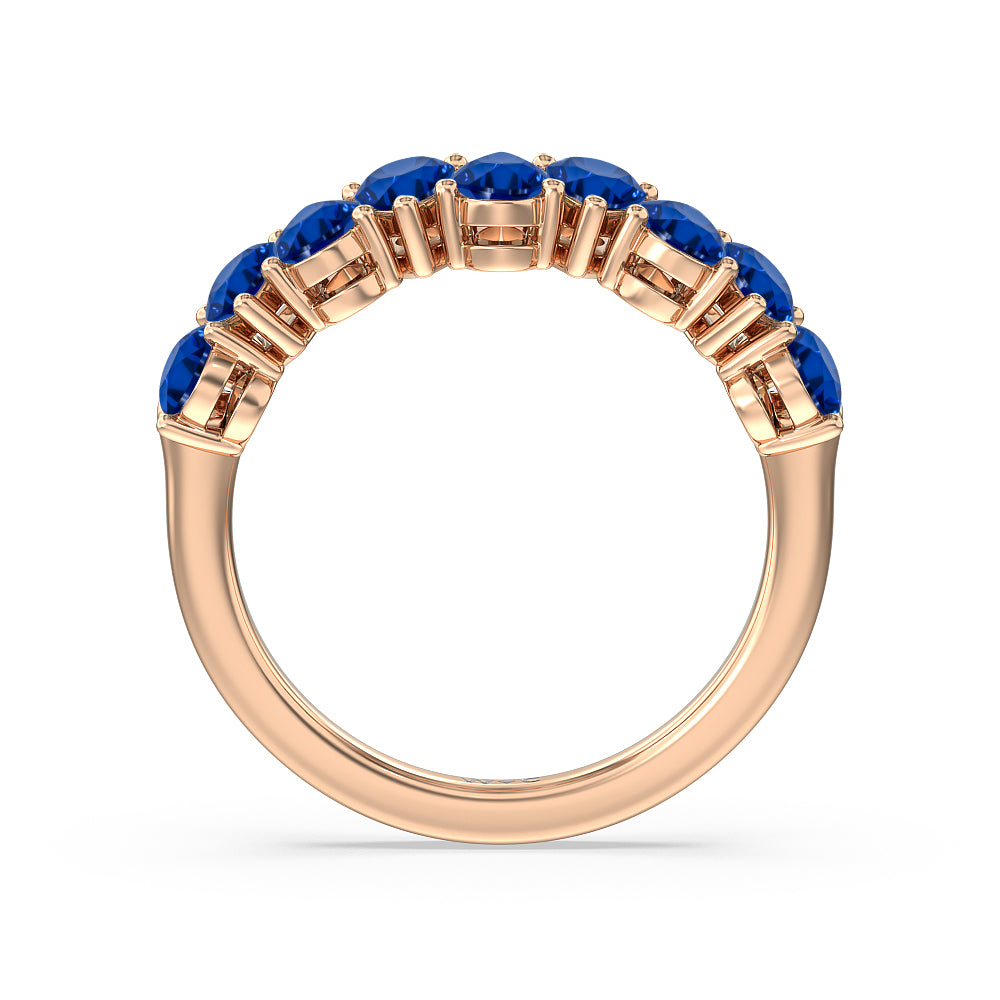 North-South Created Sapphire Pear Anniversary Ring with 14KT Rose Gold Cut Diamond in 14KT Rose Gold view 3
