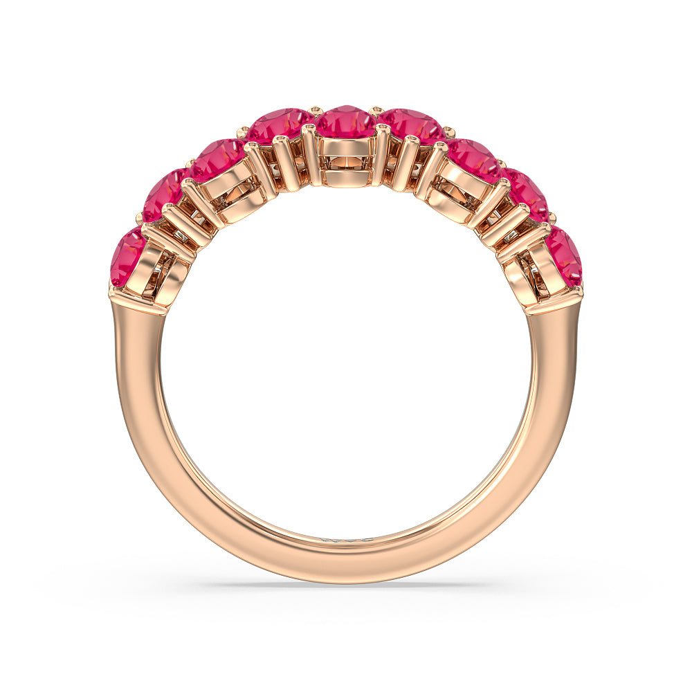 North-South Created Ruby Pear Anniversary Ring with 14KT Rose Gold Cut Diamond in 14KT Rose Gold view 3

