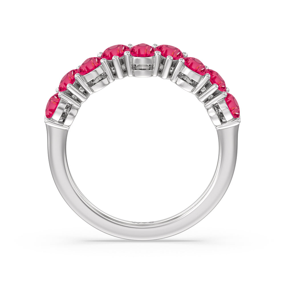 North-South Created Ruby Pear Anniversary Ring with 14KT White Gold Cut Diamond in 14KT White Gold view 3
