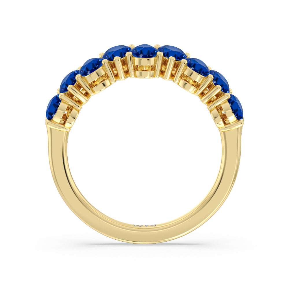 North-South Created Sapphire Pear Anniversary Ring with 14KT Yellow Gold Cut Diamond in 14KT Yellow Gold view 3

