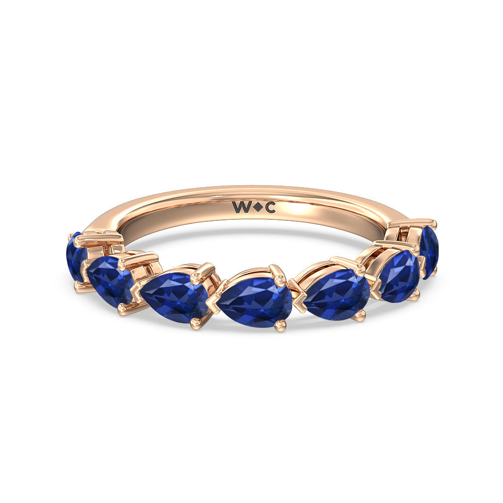 Trailing Created Sapphire Pear Anniversary Ring with 14KT Rose Gold Cut Diamond in 14KT Rose Gold view 1
