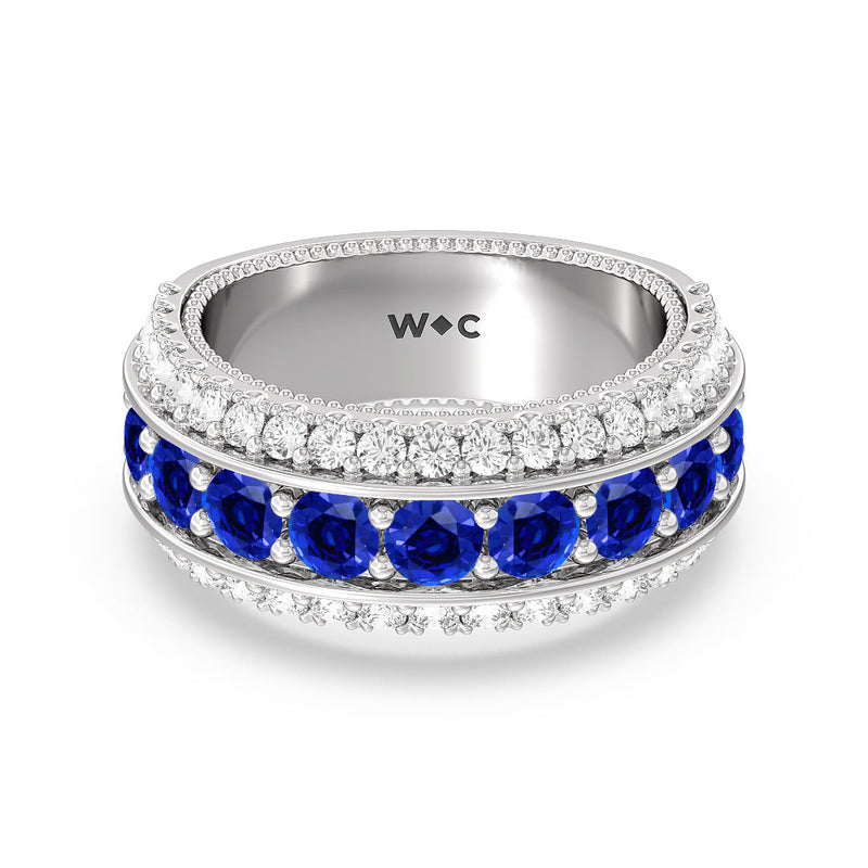 Created Sapphire Cobblestone Anniversary Ring