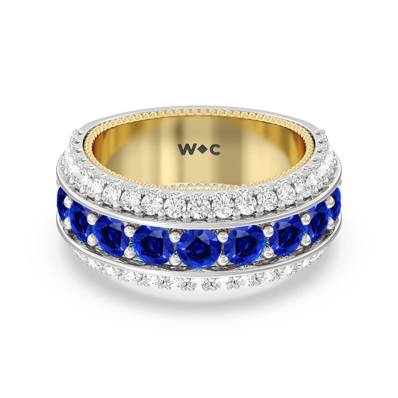 Created Sapphire Cobblestone Anniversary Ring