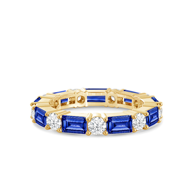 Geometric Sequence Created Sapphire and Round Diamond Eternity Ring