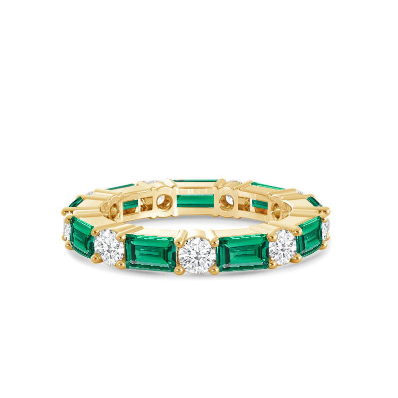 Geometric Sequence Created Emerald and Round Diamond Eternity Ring