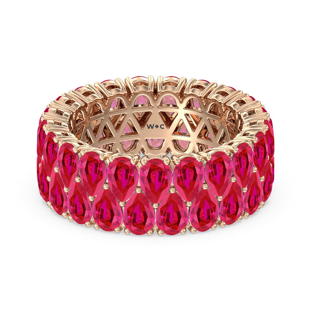 The Oculus Created Ruby Eternity Ring with 14KT Rose Gold Cut Diamond in 14KT Rose Gold view 1
