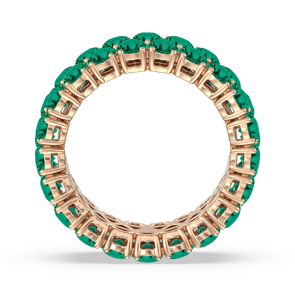 The Oculus Created Emerald Eternity Ring with 14KT Rose Gold Cut Diamond in 14KT Rose Gold view 3
