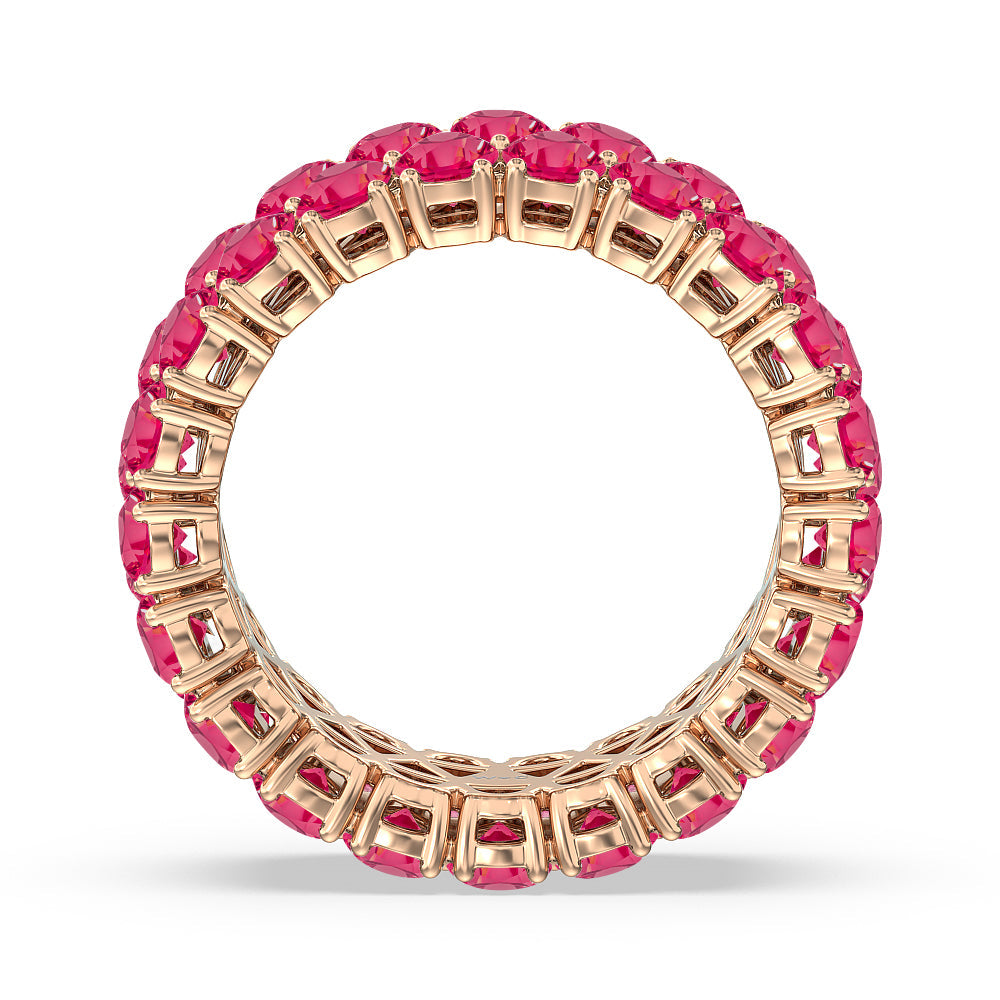 The Oculus Created Ruby Eternity Ring with 14KT Rose Gold Cut Diamond in 14KT Rose Gold view 3
