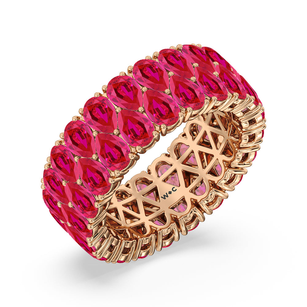 The Oculus Created Ruby Eternity Ring with 14KT Rose Gold Cut Diamond in 14KT Rose Gold view 2
