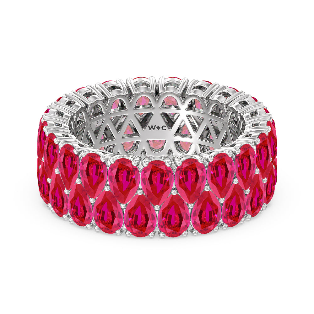 The Oculus Created Ruby Eternity Ring with 14KT White Gold Cut Diamond in 14KT White Gold view 1
