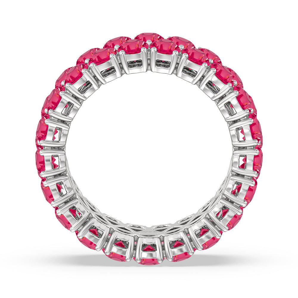 The Oculus Created Ruby Eternity Ring with 14KT White Gold Cut Diamond in 14KT White Gold view 3
