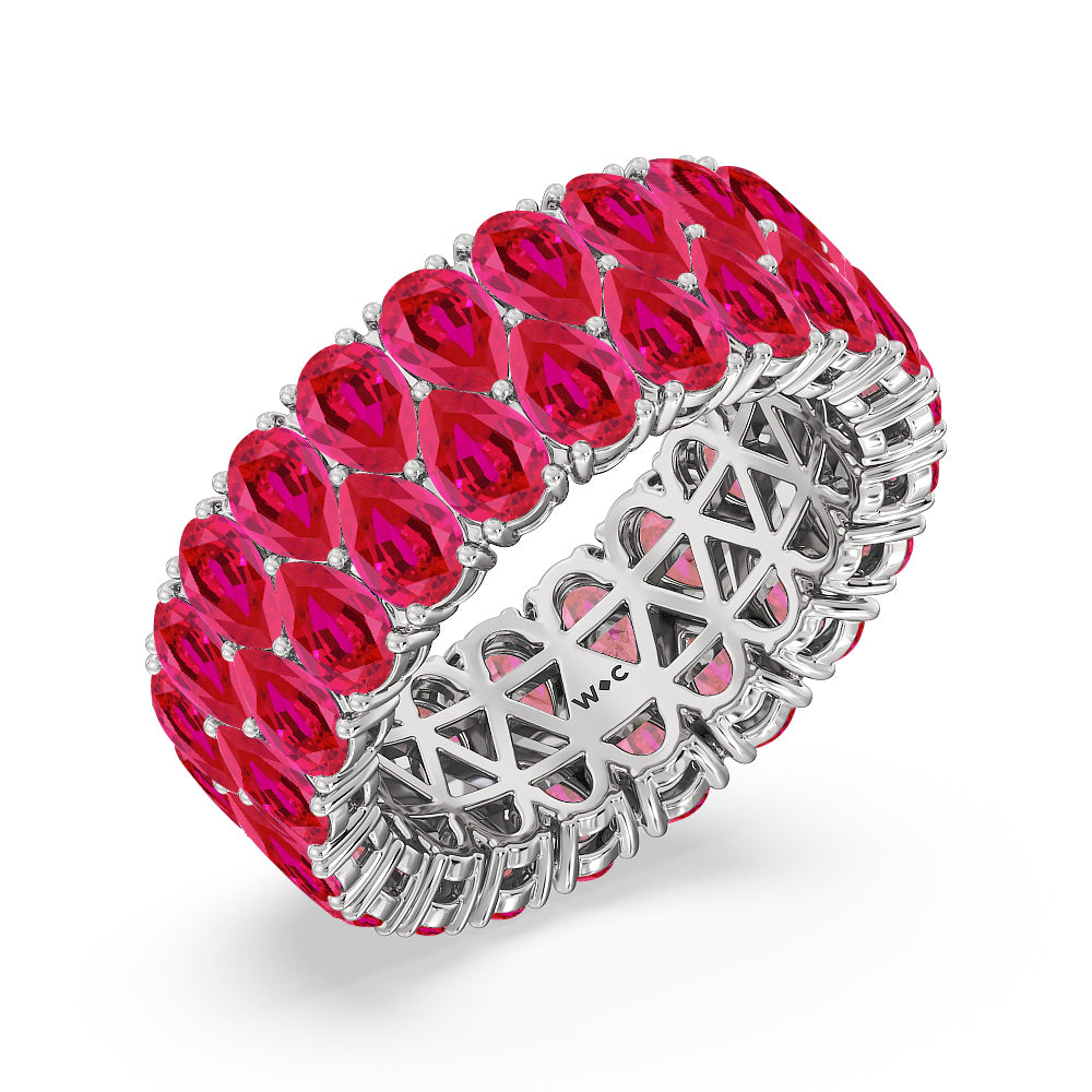 The Oculus Created Ruby Eternity Ring with 14KT White Gold Cut Diamond in 14KT White Gold view 2
