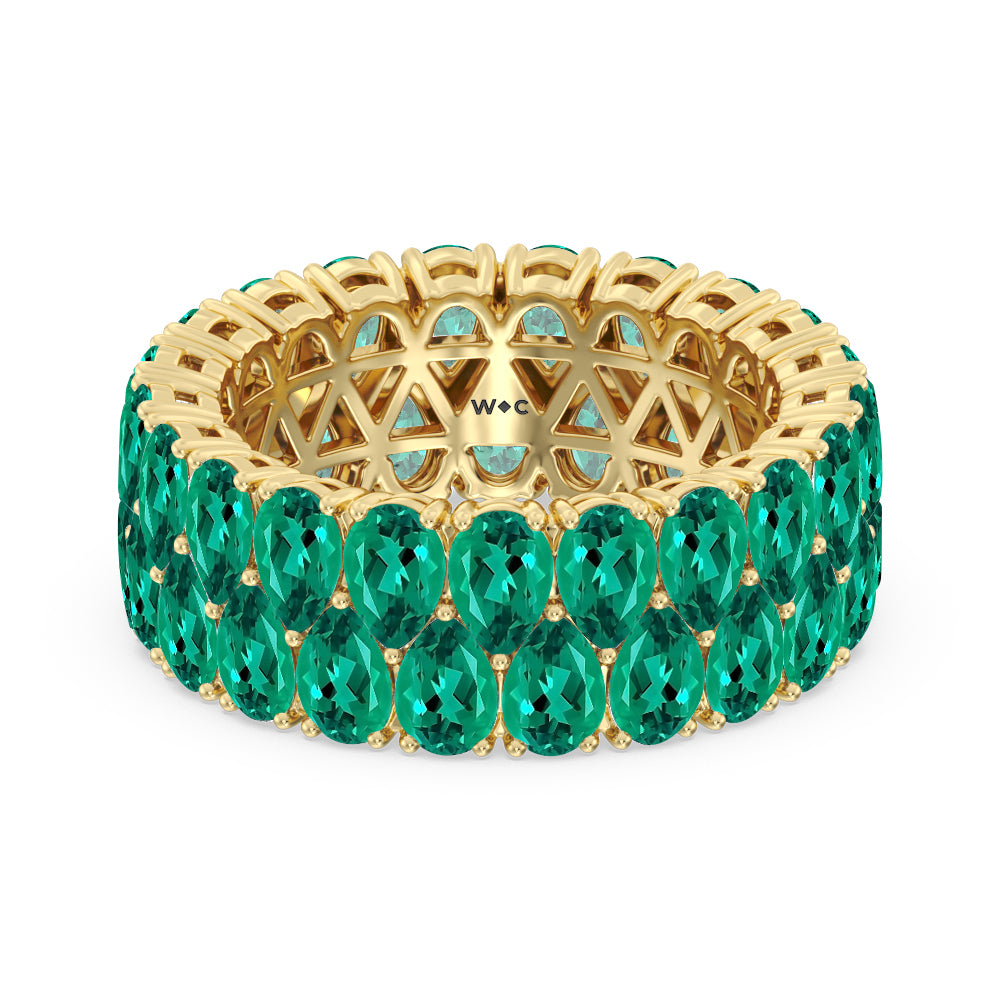 The Oculus Created Emerald Eternity Ring Size 7.5 with 14KT Yellow Gold Cut Diamond in 14KT Yellow Gold view 1

