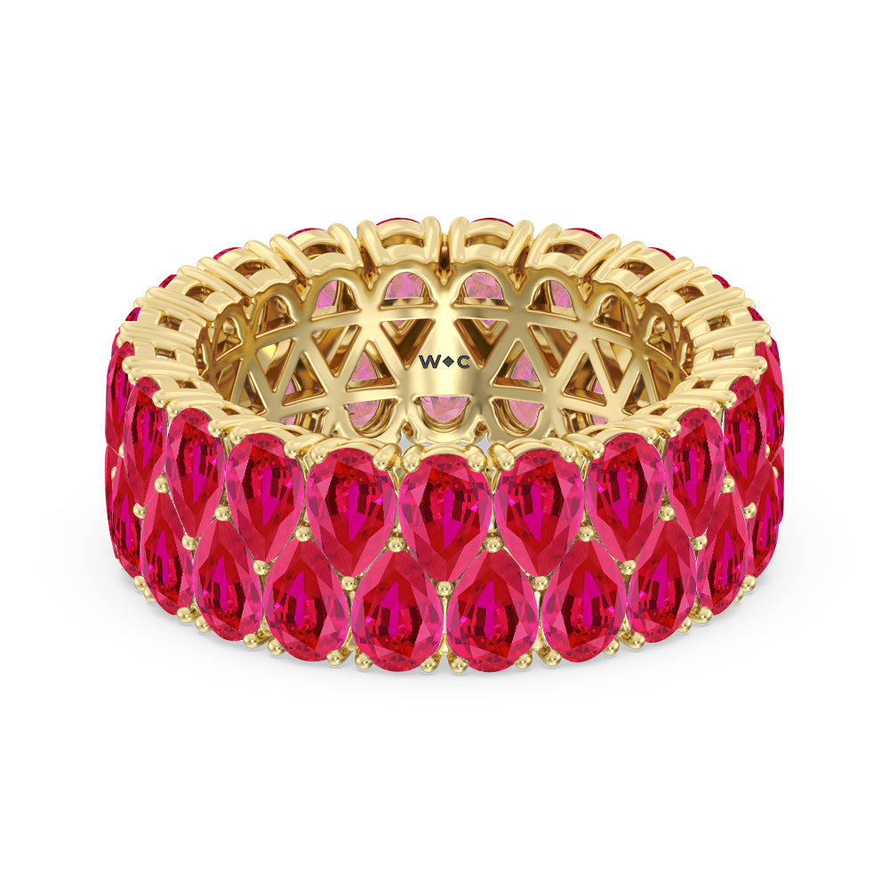The Oculus Created Ruby Eternity Ring with 14KT Yellow Gold Cut Diamond in 14KT Yellow Gold view 1
