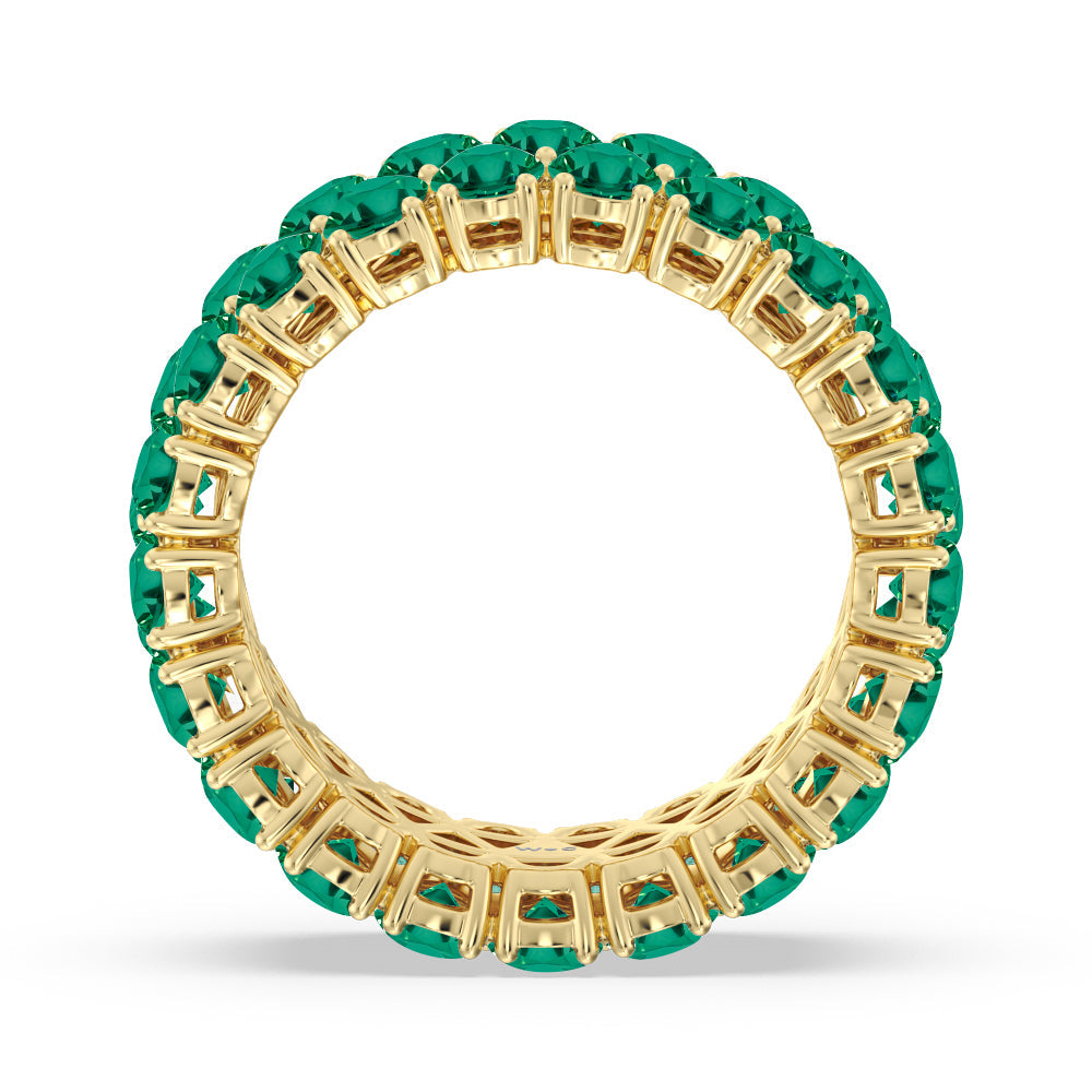The Oculus Created Emerald Eternity Ring Size 7.5 with 14KT Yellow Gold Cut Diamond in 14KT Yellow Gold view 3
