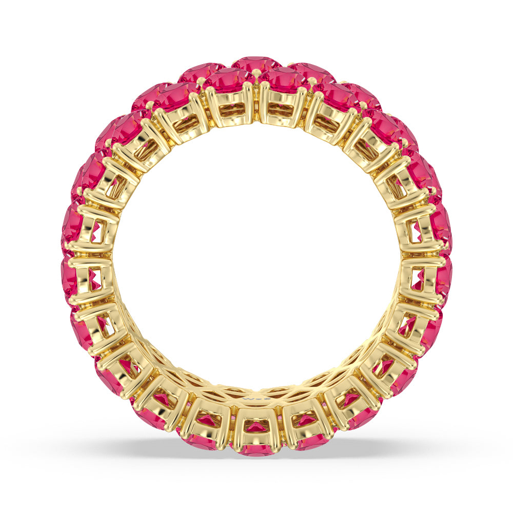 The Oculus Created Ruby Eternity Ring with 14KT Yellow Gold Cut Diamond in 14KT Yellow Gold view 3
