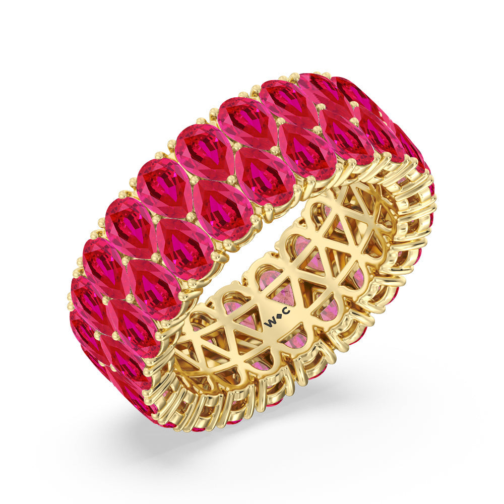 The Oculus Created Ruby Eternity Ring with 14KT Yellow Gold Cut Diamond in 14KT Yellow Gold view 2
