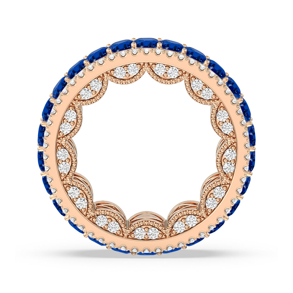 The Greenpoint Created Sapphire Princess Eternity Ring with 14KT Rose Gold Cut Diamond in 14KT Rose Gold view 3
