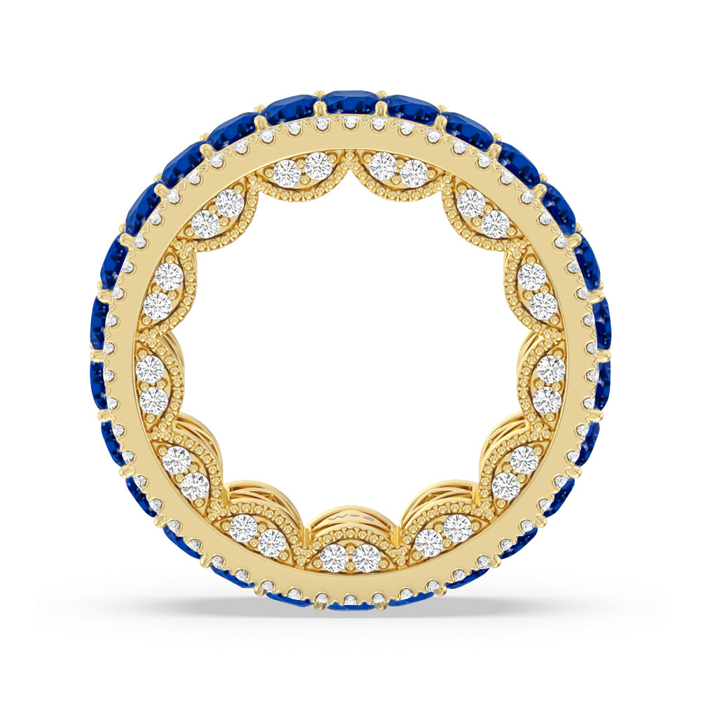The Greenpoint Created Sapphire Princess Eternity Ring with 14KT Yellow Gold Cut Diamond in 14KT Yellow Gold view 3
