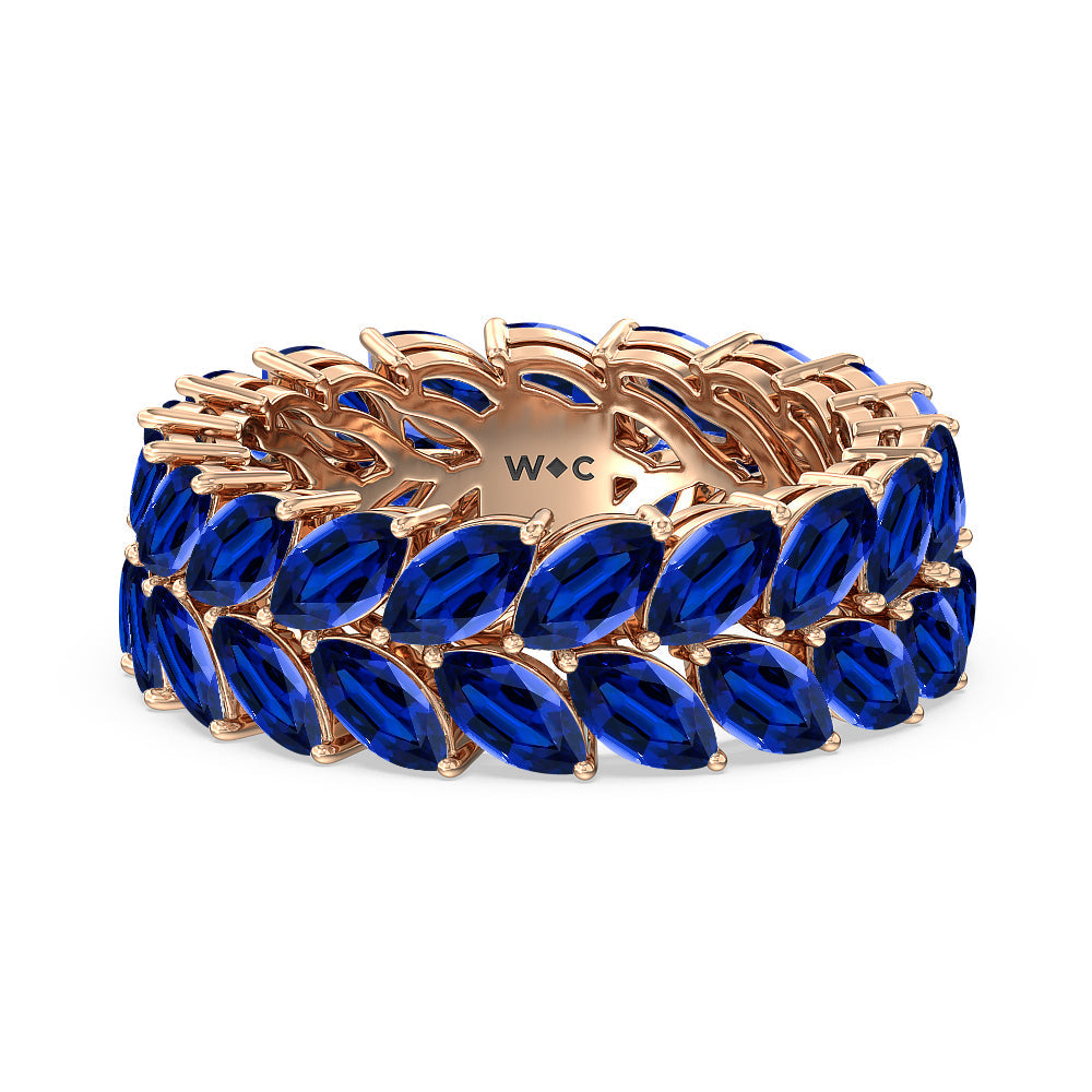 The Seagram Created Sapphire Marquise Eternity Ring with 14KT Rose Gold Cut Diamond in 14KT Rose Gold view 1
