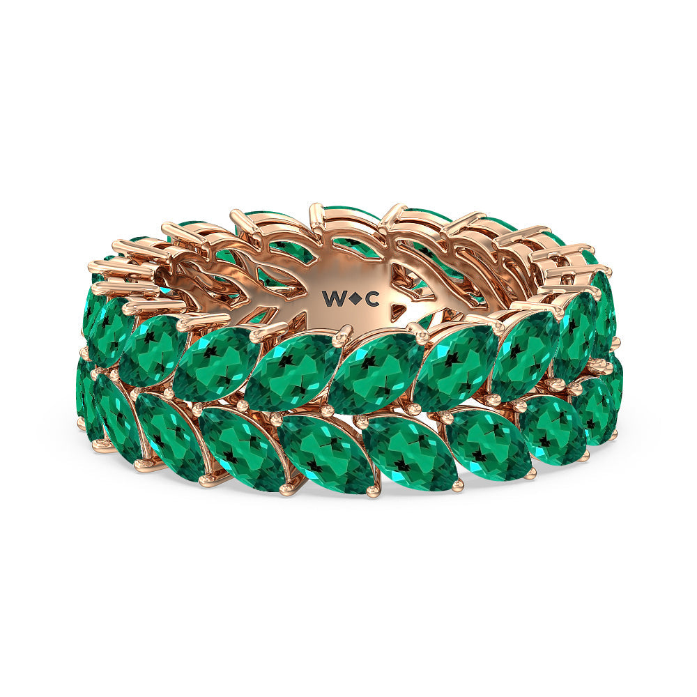 The Seagram Created Emerald Marquise Eternity Ring with 14KT Rose Gold Cut Diamond in 14KT Rose Gold view 1
