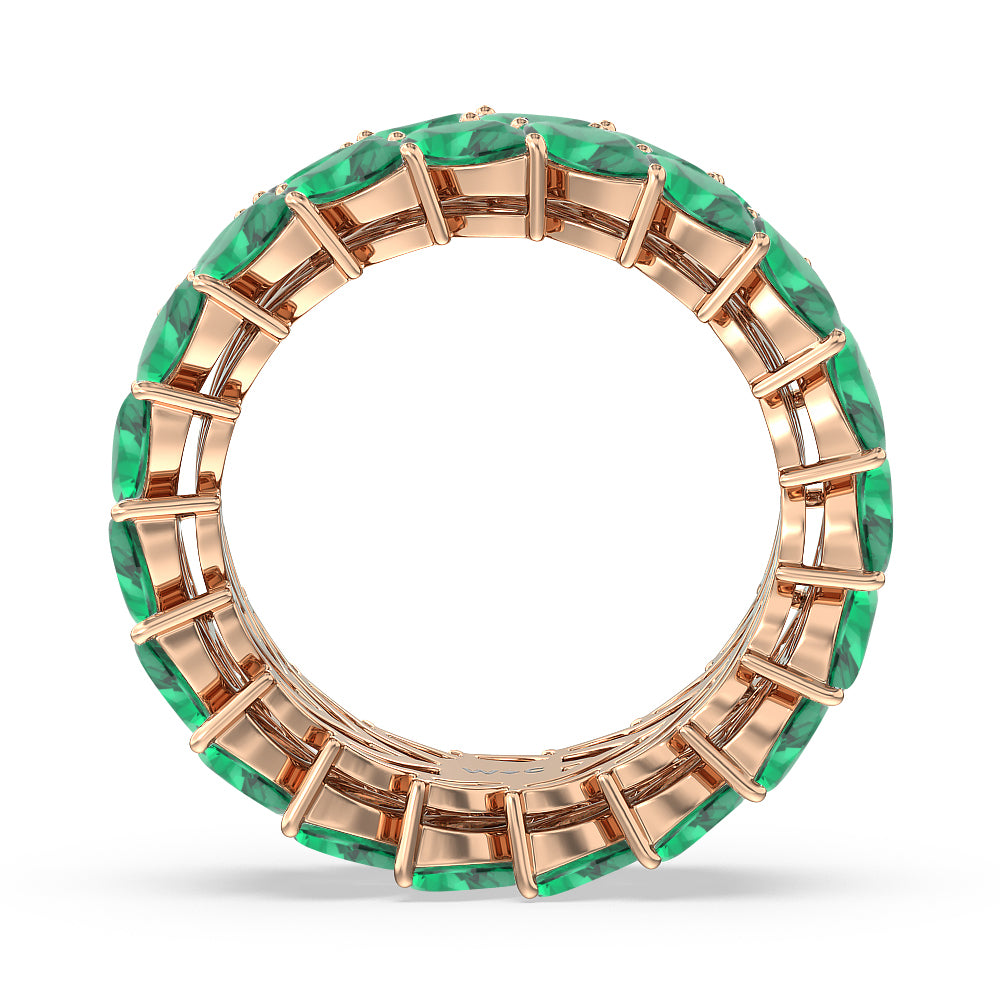 The Seagram Created Emerald Marquise Eternity Ring with 14KT Rose Gold Cut Diamond in 14KT Rose Gold view 3
