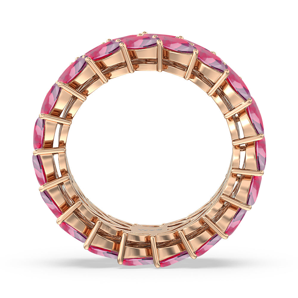 The Seagram Created Ruby Marquise Eternity Ring with 14KT Rose Gold Cut Diamond in 14KT Rose Gold view 3
