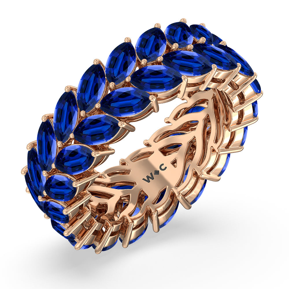 The Seagram Created Sapphire Marquise Eternity Ring with 14KT Rose Gold Cut Diamond in 14KT Rose Gold view 2
