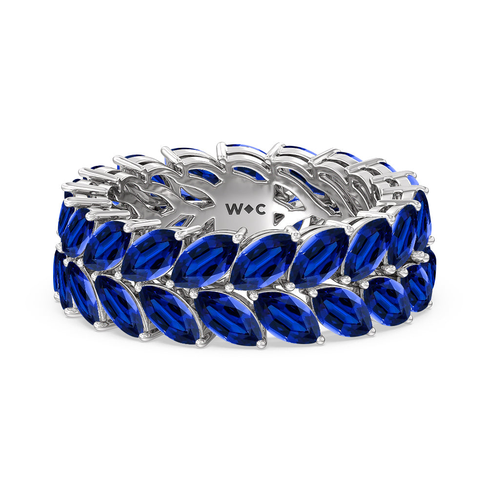 The Seagram Created Sapphire Marquise Eternity Ring with 14KT White Gold Cut Diamond in 14KT White Gold view 1
