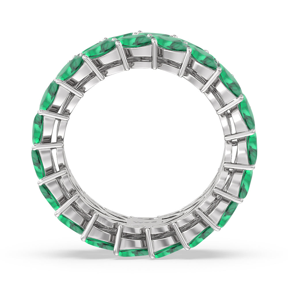 The Seagram Created Emerald Marquise Eternity Ring with 14KT White Gold Cut Diamond in 14KT White Gold view 3
