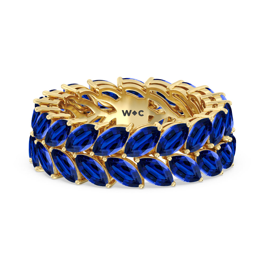 The Seagram Created Sapphire Marquise Eternity Ring with 14KT Yellow Gold Cut Diamond in 14KT Yellow Gold view 1

