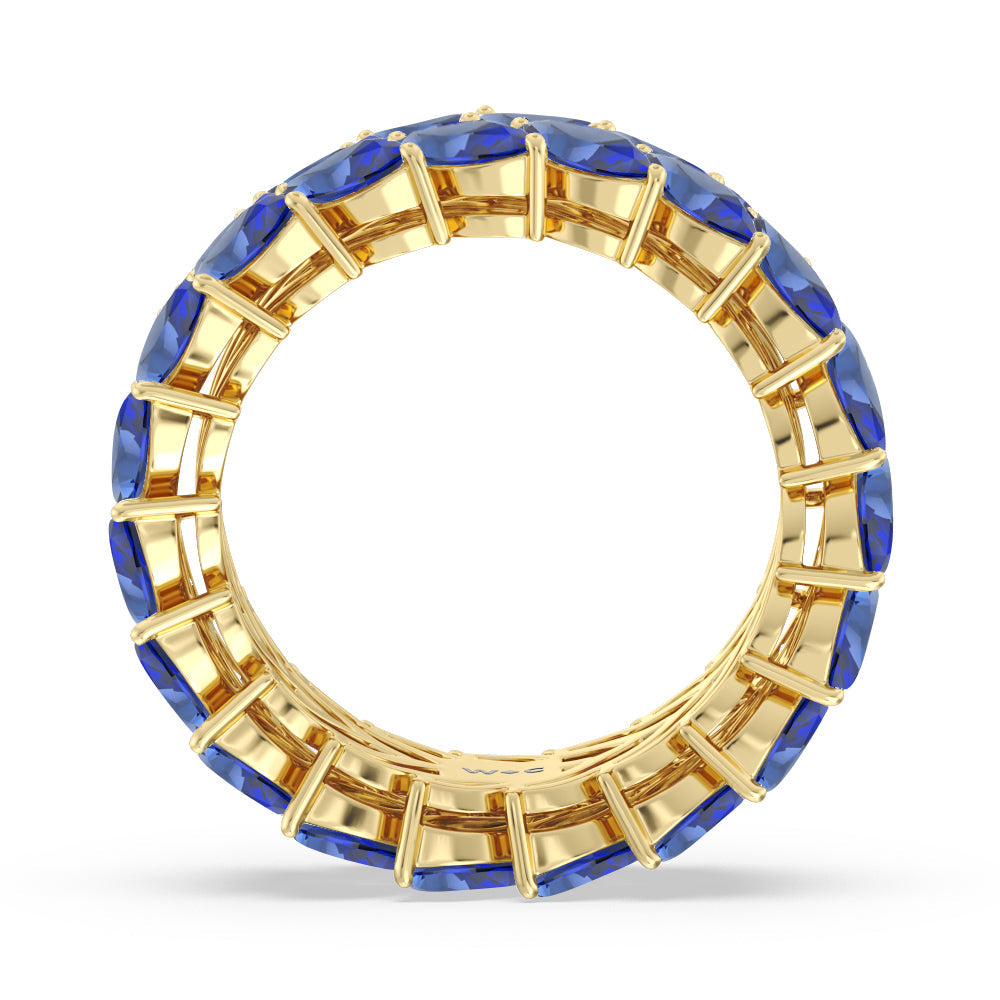 The Seagram Created Sapphire Marquise Eternity Ring with 14KT Yellow Gold Cut Diamond in 14KT Yellow Gold view 3
