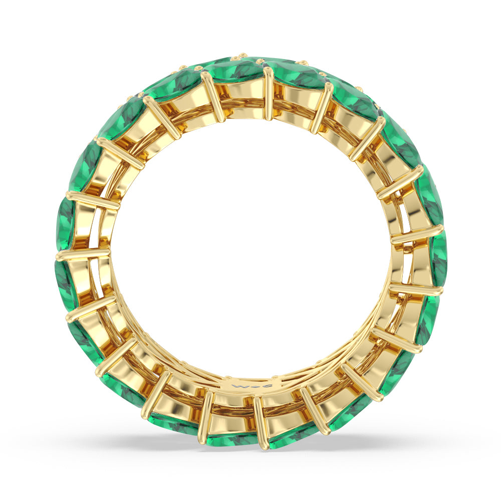 The Seagram Created Emerald Marquise Eternity Ring with 14KT Yellow Gold Cut Diamond in 14KT Yellow Gold view 3
