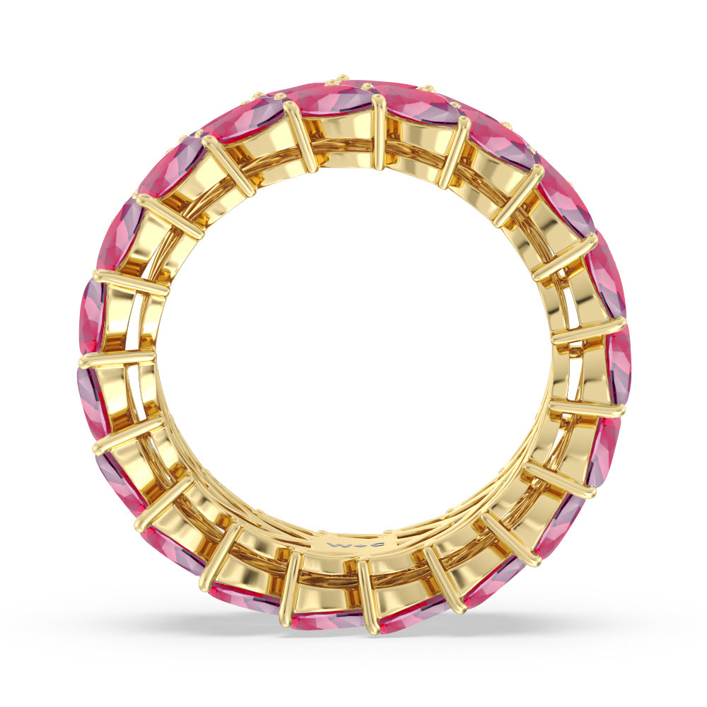 The Seagram Created Ruby Marquise Eternity Ring with 14KT Yellow Gold Cut Diamond in 14KT Yellow Gold view 3
