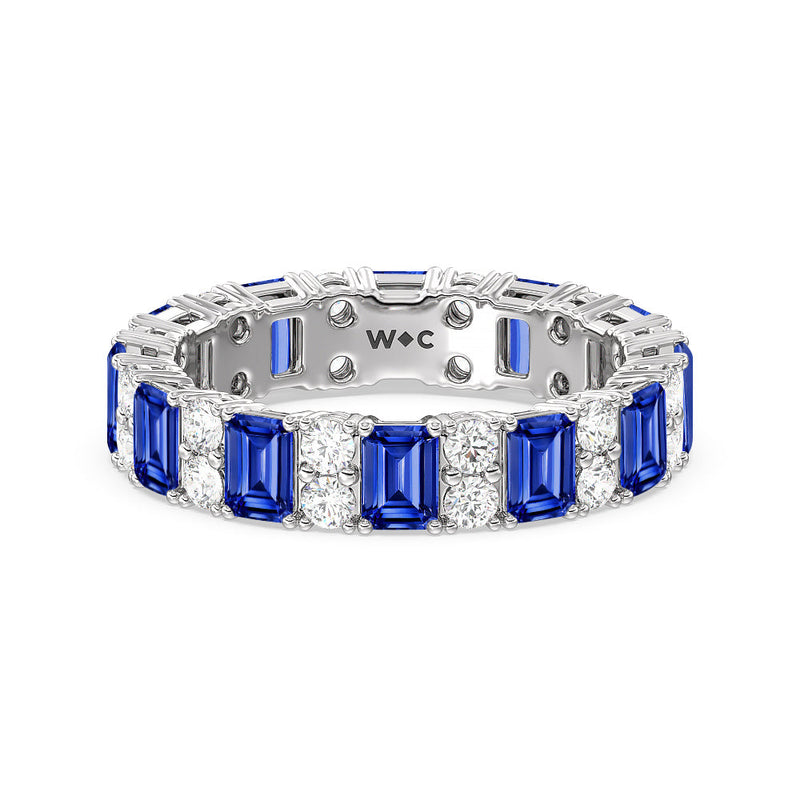 Created Sapphire Emeralds & Rounds Station Eternity Ring