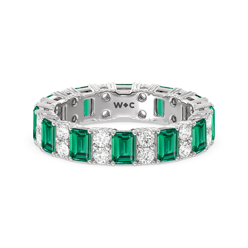 Created Emerald & Rounds Station Eternity Ring