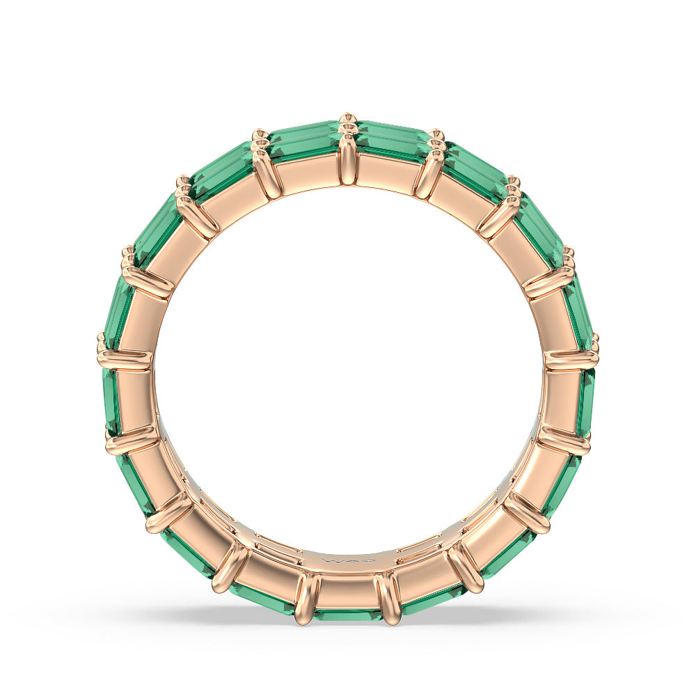Two Row East West Created Emerald Eternity Ring with 14KT Rose Gold Cut Diamond in 14KT Rose Gold view 3
