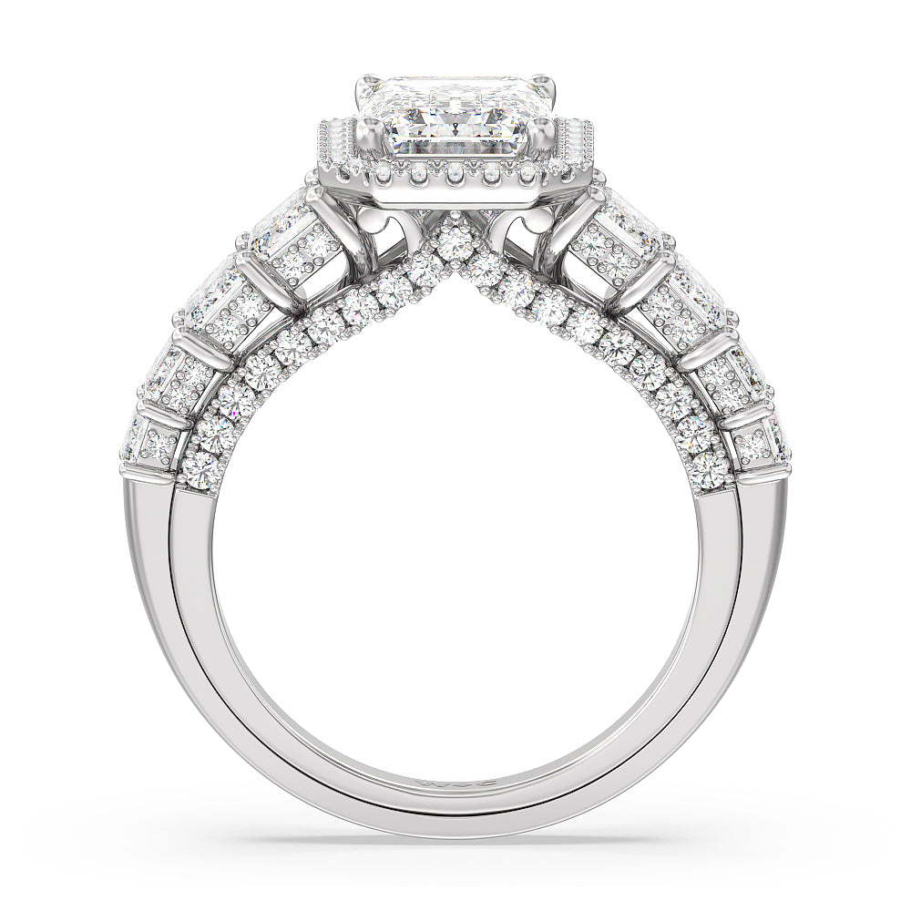 The Plaza Ring with Emerald Cut Diamond in 14KT Platinum view 2
