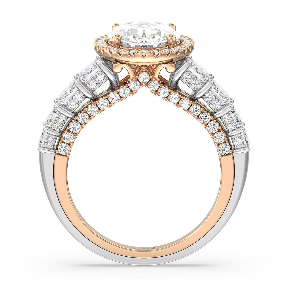 The Plaza Ring with Oval Cut Diamond in 14KT White & Rose Gold view 2
