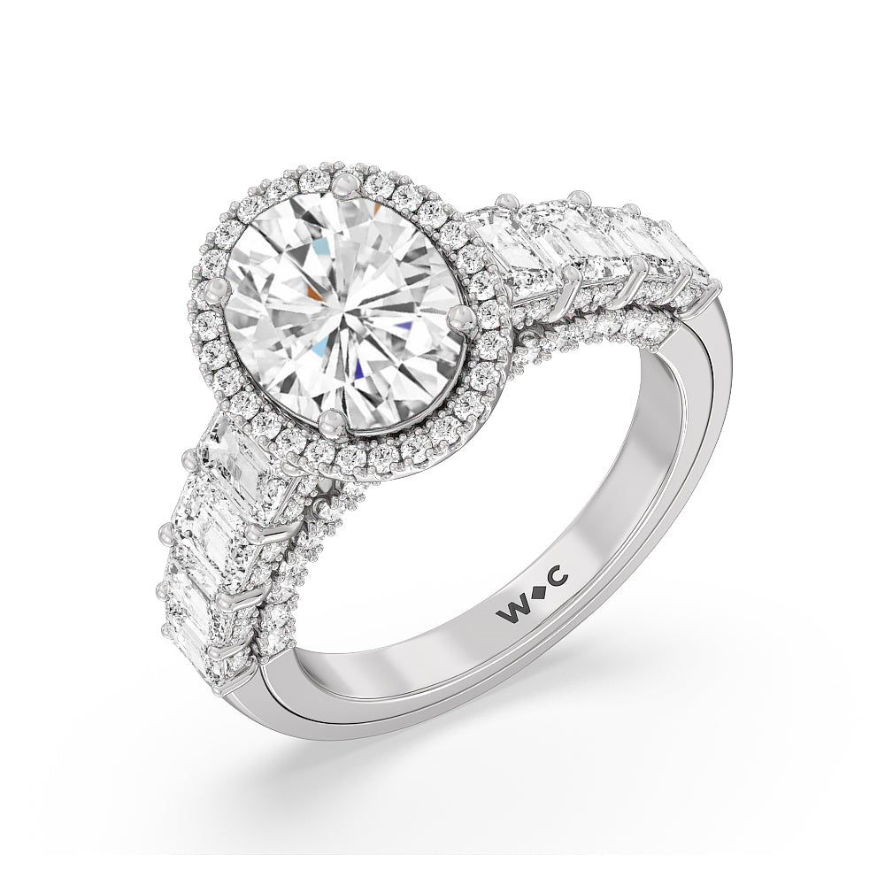 The Plaza Ring with Oval Cut Diamond in 14KT Platinum view 3
