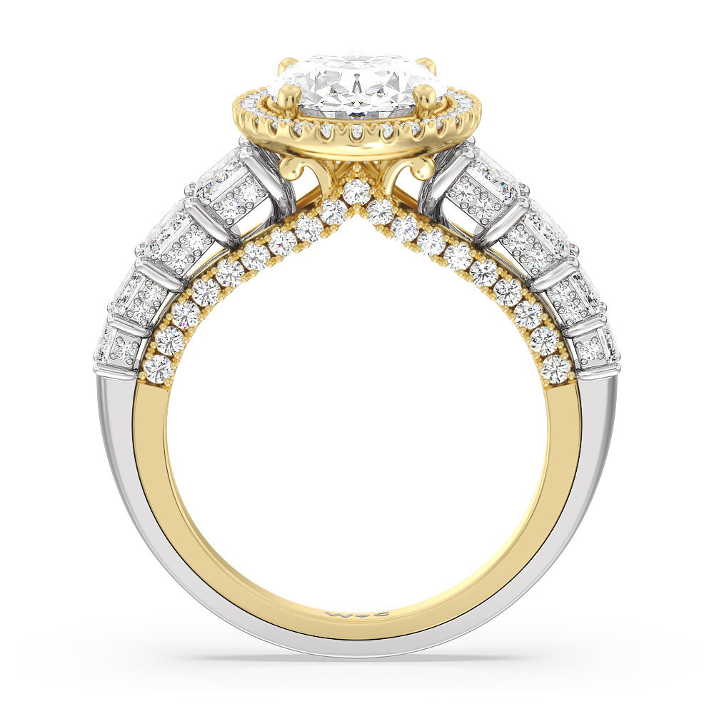 The Plaza Ring with Oval Cut Diamond in 14KT White & Yellow Gold view 2
