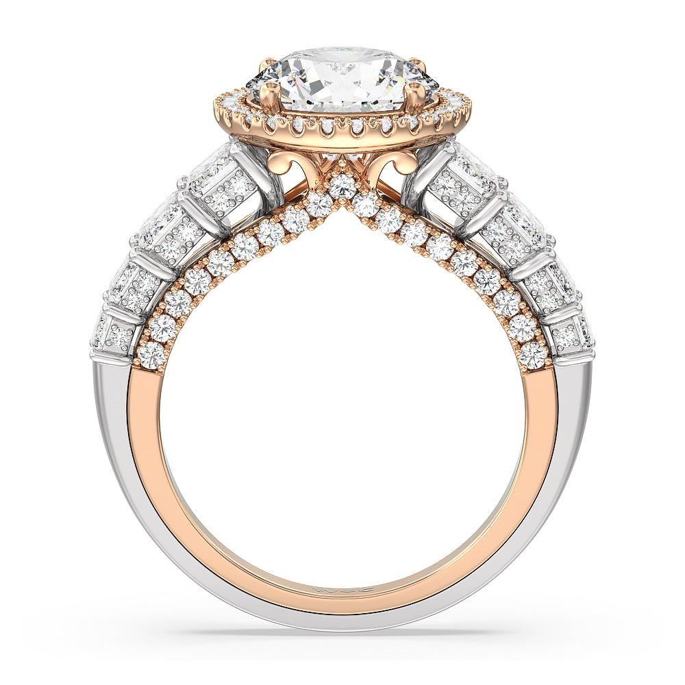 The Plaza Ring with Round Cut Diamond in 14KT White & Rose Gold view 2
