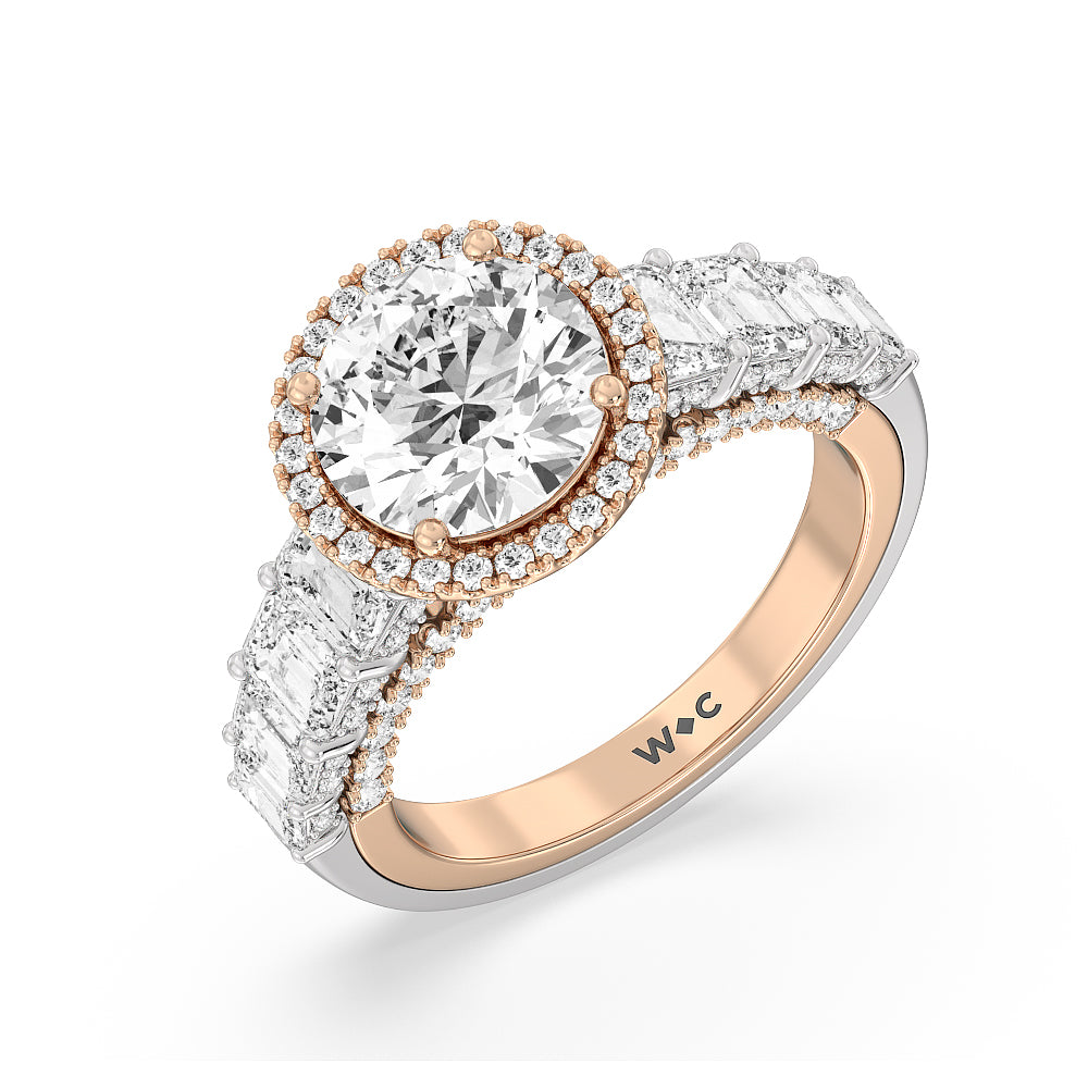 The Plaza Ring with Round Cut Diamond in 14KT White & Rose Gold view 3
