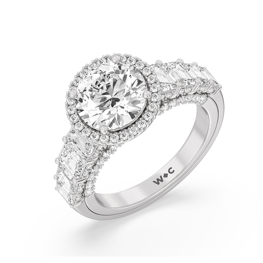The Plaza Ring with Round Cut Diamond in 14KT Platinum view 3
