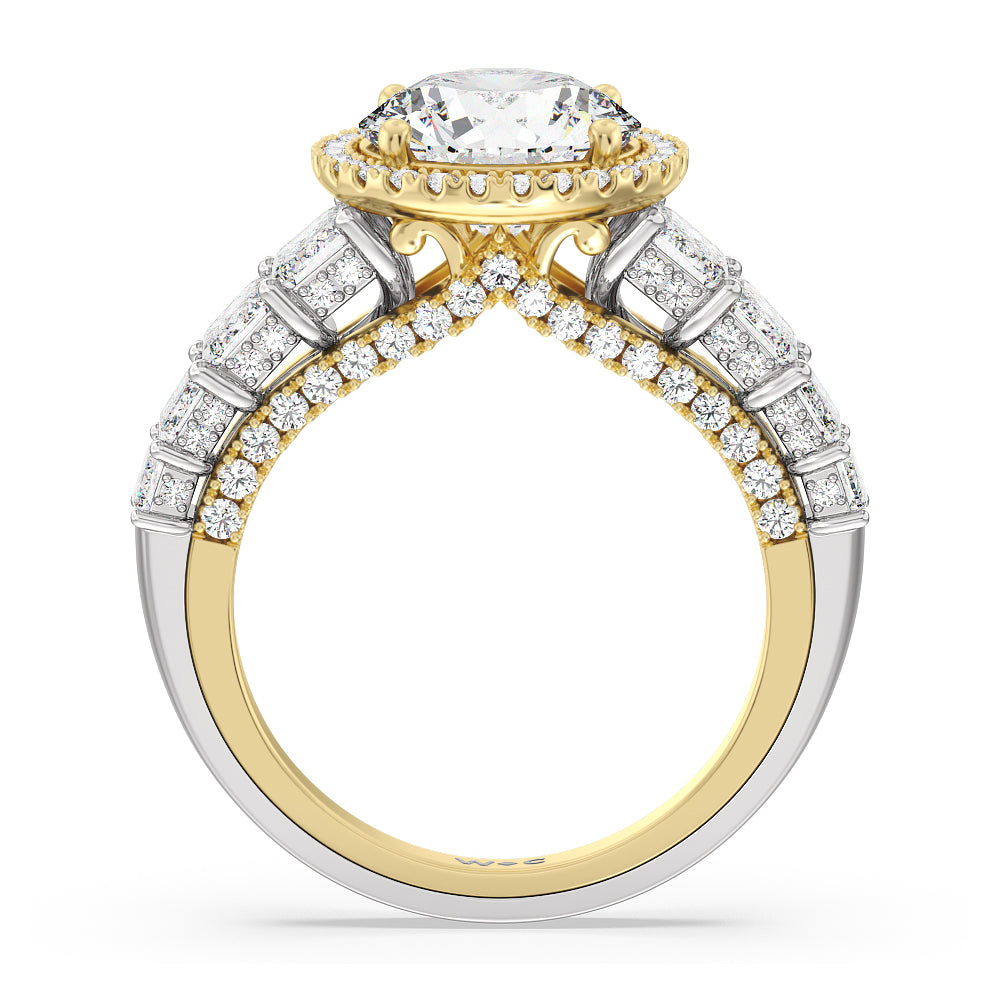 The Plaza Ring with Round Cut Diamond in 14KT White & Yellow Gold view 2
