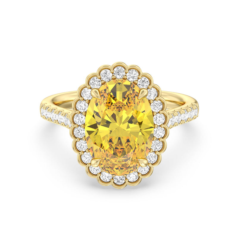 Fancy Intense Yellow Oval Halo Ring